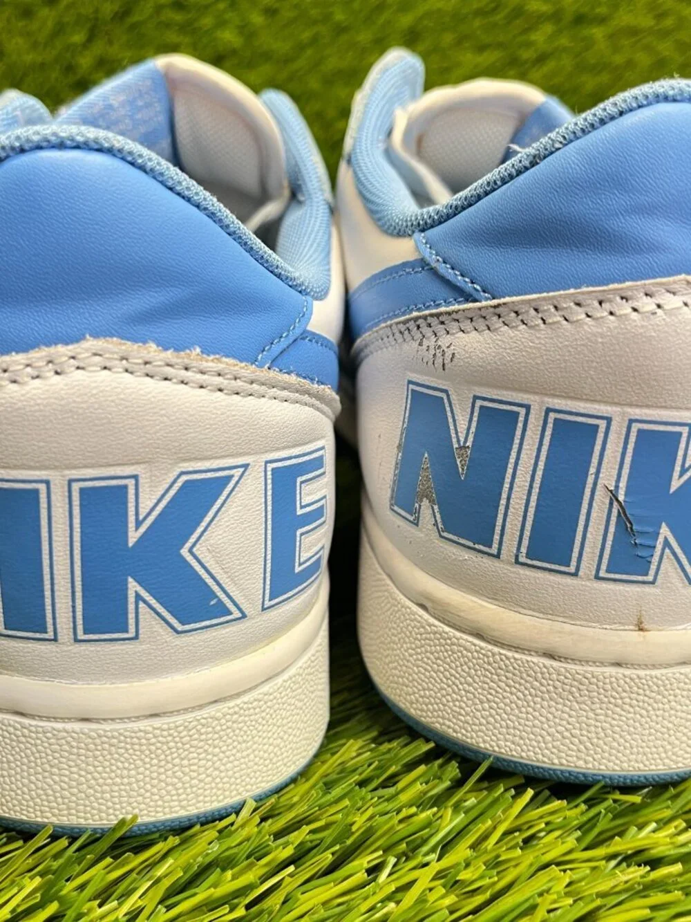 Nike Terminator Low Mens Size 10 White Blue Athletic‎ Leather Shoes Sneakers